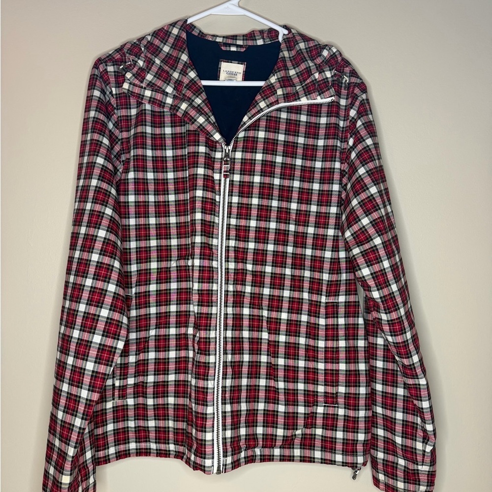 Lands' End Red and Black Plaid Utility Jacket